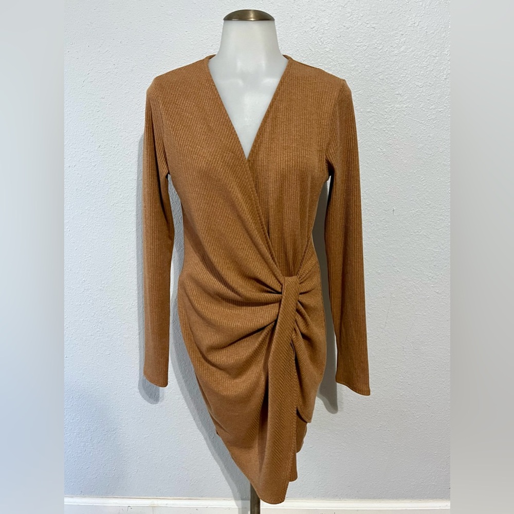 Vici Tan Ribbed Knit Dress - Picture 2 of 9